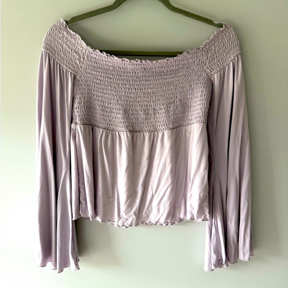 American Eagle Off-Shoulder Smocked Top
